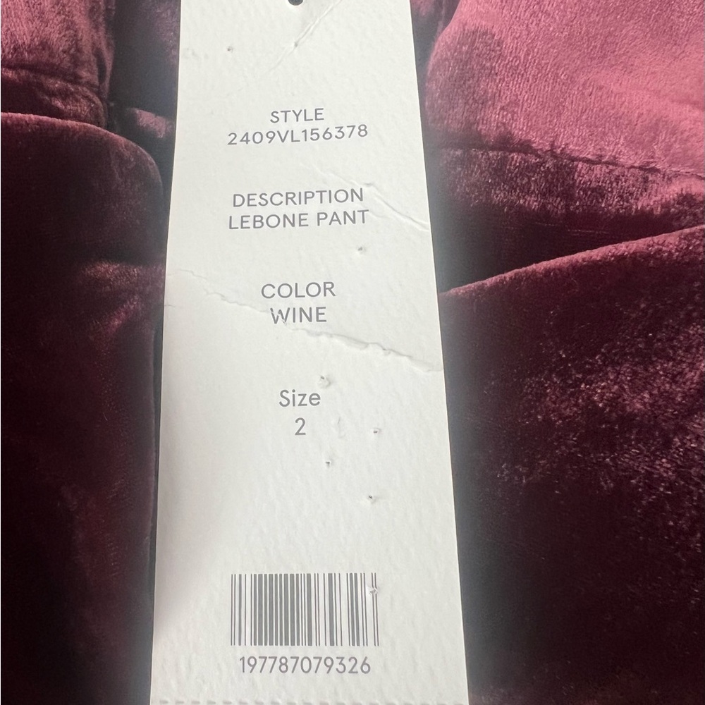 NEW VERONICA BEARD Lebone Classy High-Rise Burgandy Wine Velvet Flared Pants - Picture 4 of 6